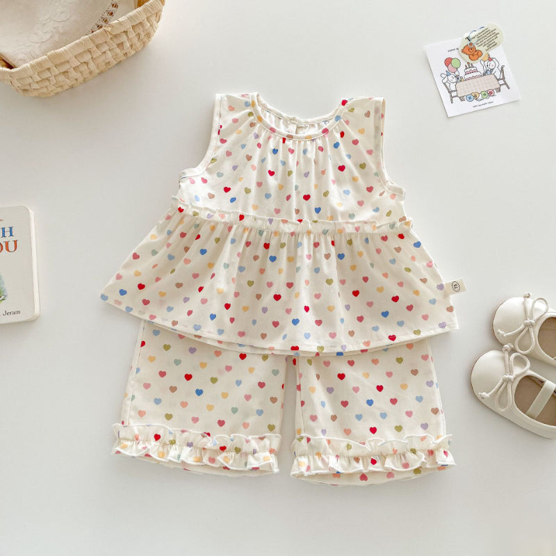 【BABY&KID】夏新作 ハートノースリーブセットSK070201