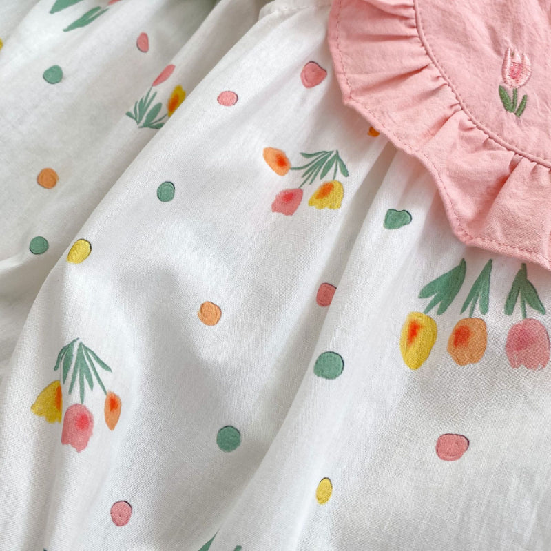 【BABY】夏新作 スイートフラワー刺繍ロンパースSKO70703