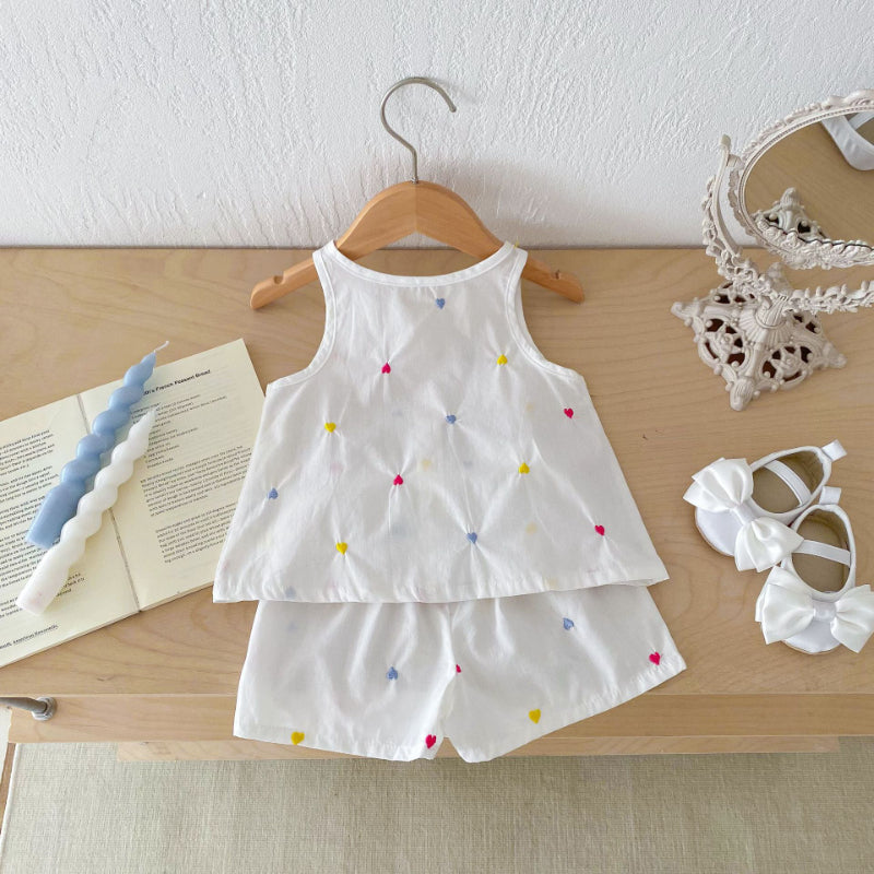 【BABY】夏新作 カラフルハート刺繍セットアップSK092214