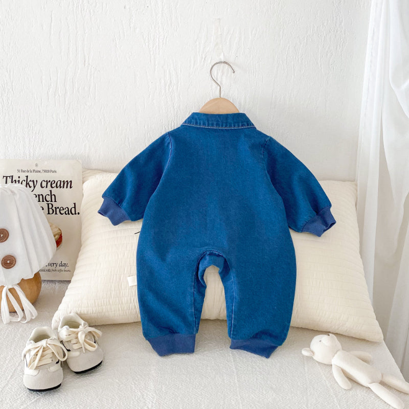 【BABY】アニマル刺繍デニムカバーオールSK100316