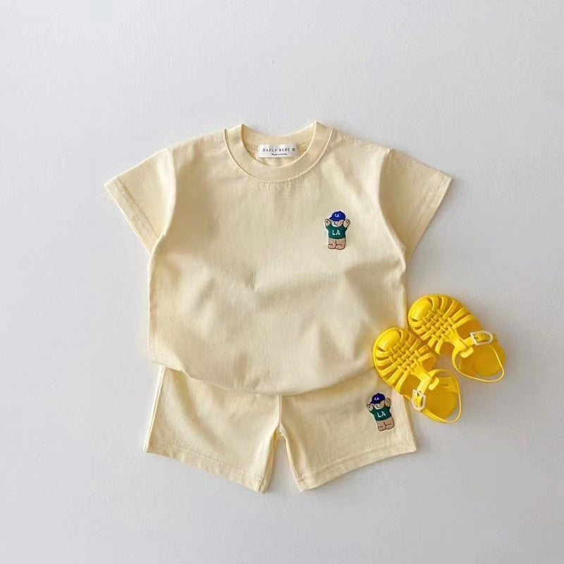 【BABY&KID】夏新作 ベア刺繍セットアップSK091203