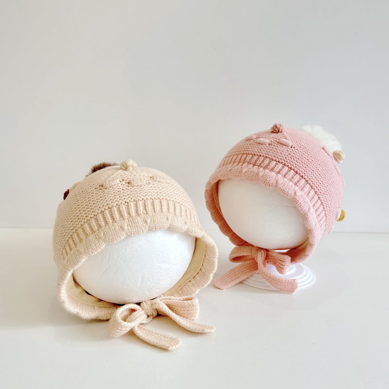【HAT】波型ポンポンニット帽子SK101607
