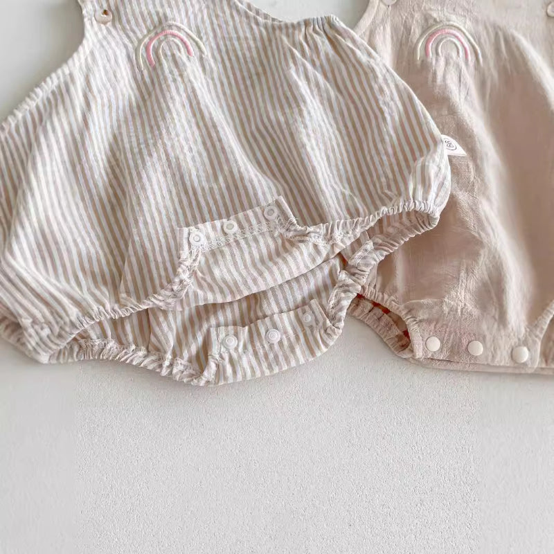 【BABY】夏新作 虹刺繍サロペット、薄手コットン半袖TシャツSK071016