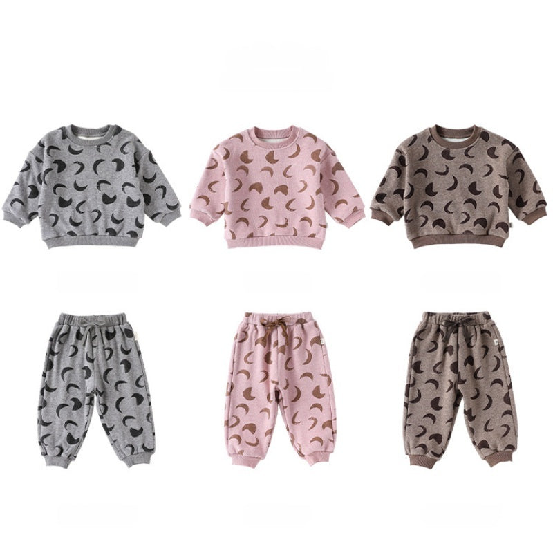 【BABY&KID】北欧風月プリントクルーネックセットアップSK102333