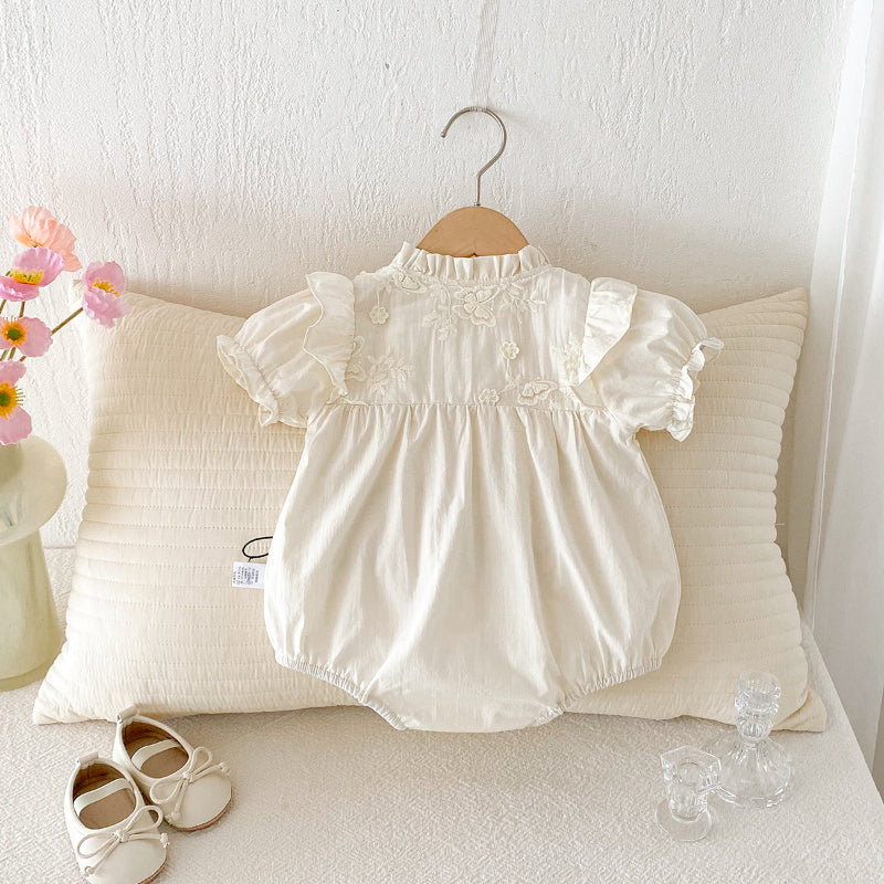 【BABY】夏新作 レース刺繍半袖ロンパースSK091803