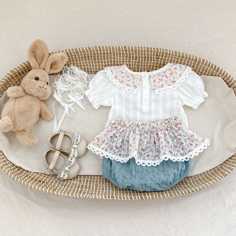 【BABY&KID】夏新作 小花レースセットアップSK090320