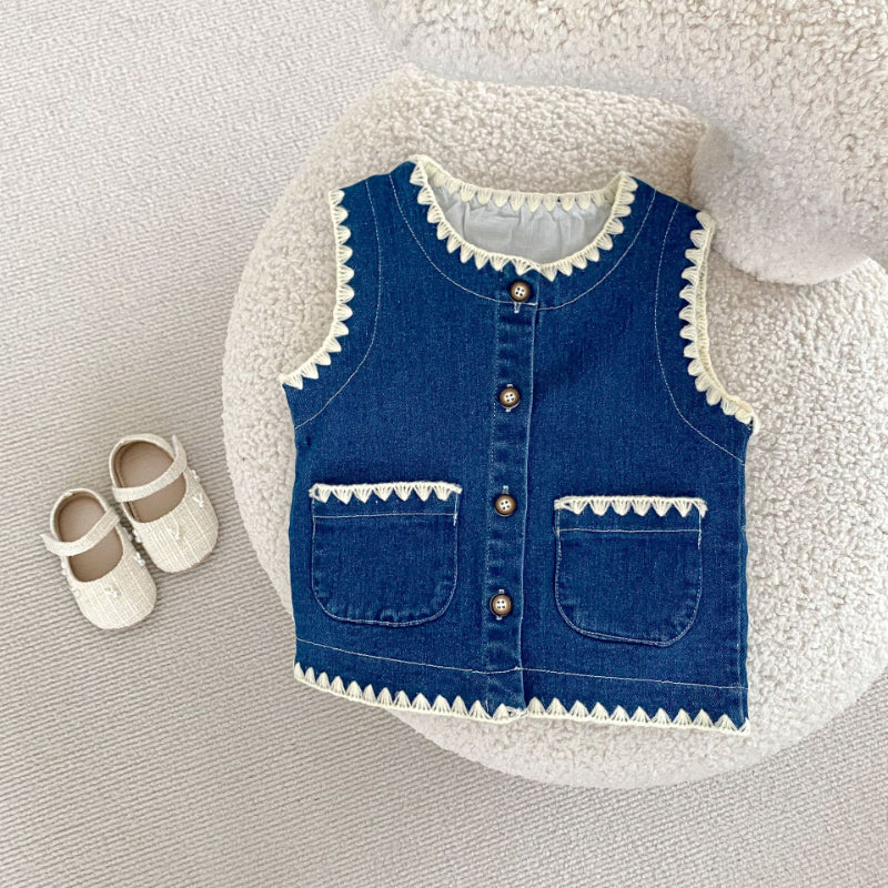 【BABY&KID】デニムベスト、ストレートデニムパンツSK100635