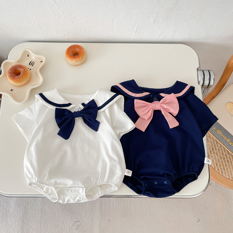 【BABY】夏新作 蝶結び付きポロシャツロンパースSK091321