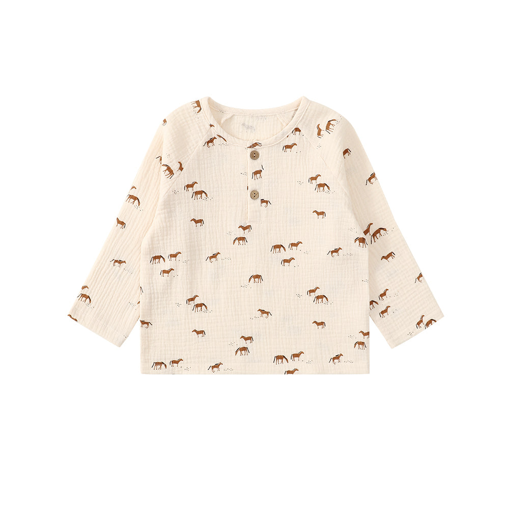 【BABY&KID】北欧風 カートゥーンプリント長袖トップスSK012511