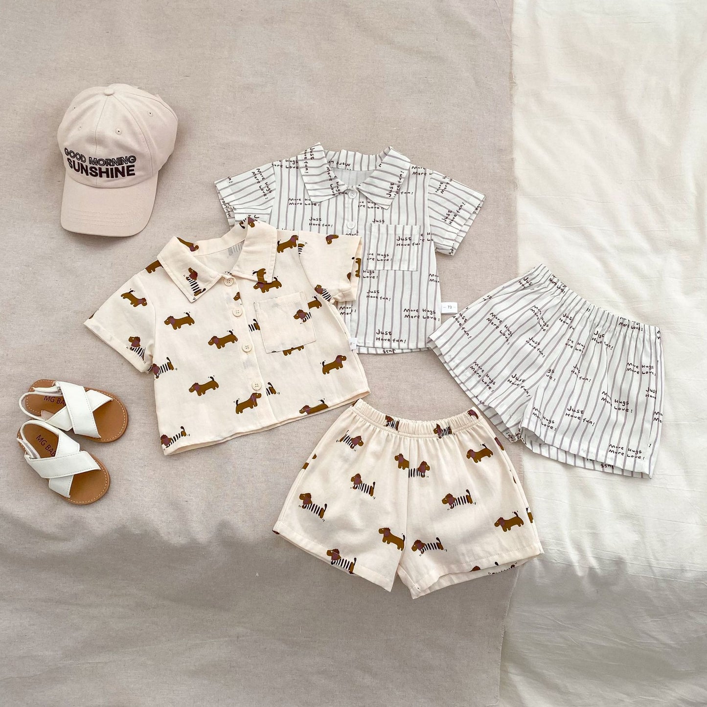 【BABY&KID】夏新作 ストライプ、ペット柄セットアップSK061804