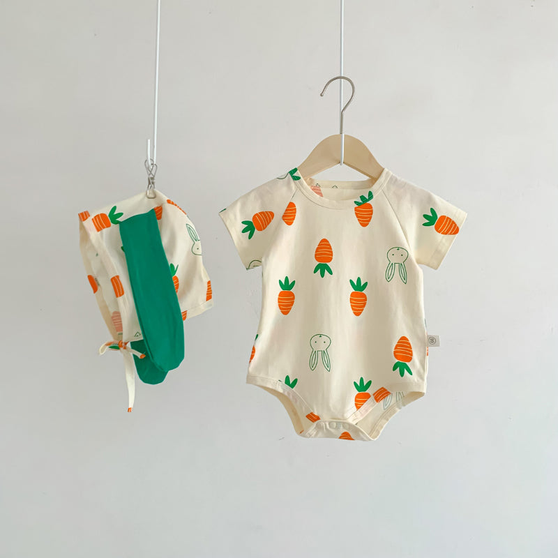 【BABY】夏新作 にんじんロンパース&帽子SK090505