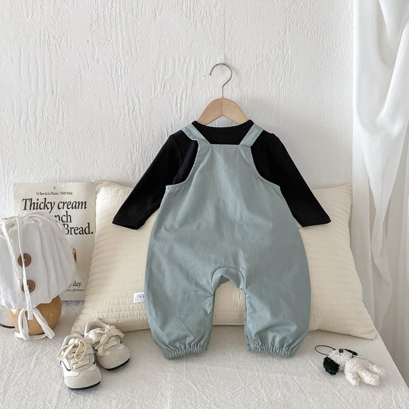 【BABY】大耳わんこサロペット、ブラックTシャツSK101909