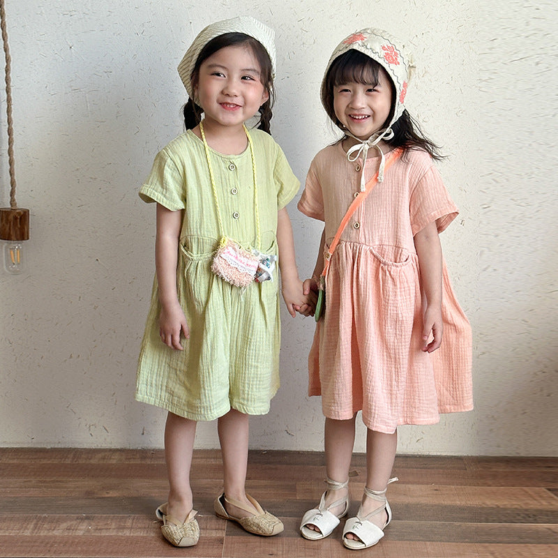 【BABY&KID】夏新作 ポケット付きコットンワンピースSK072106
