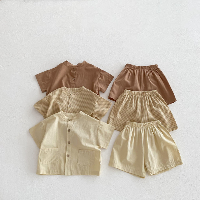 【BABY&KID】夏新作 無地半袖セットSK071023