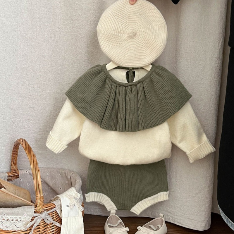【BABY&KID】フリル襟ニット&ショートパンツSK102330