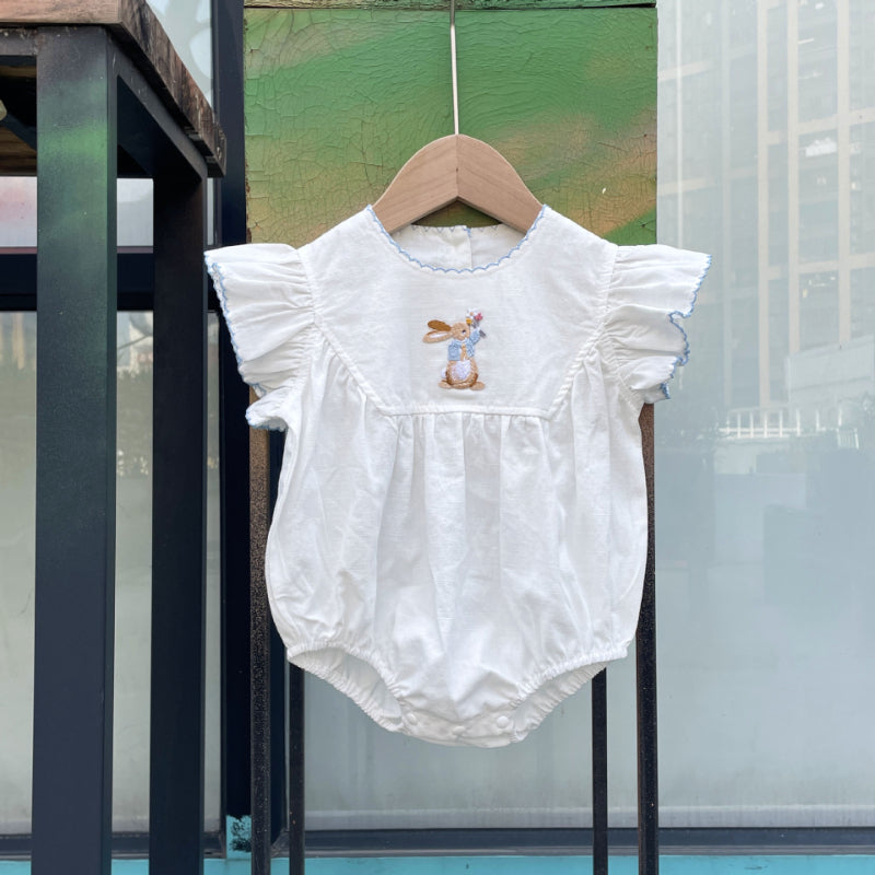 【BABY】夏新作 うさぎ刺繍ロンパースSK091705