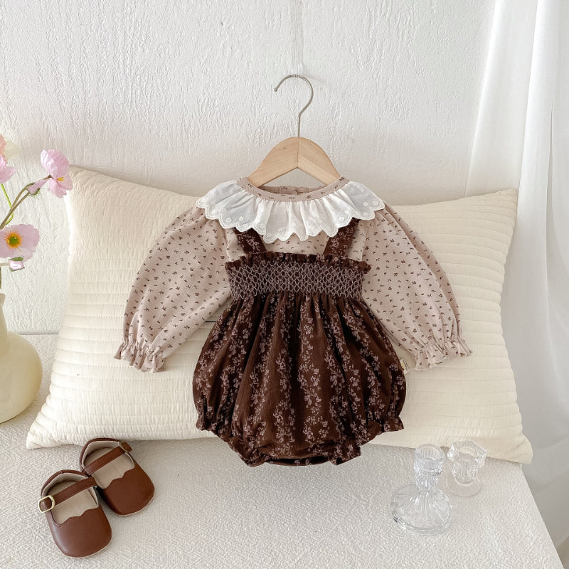 【BABY】ヴィンテージ花柄トップス&サロペットパンツSK102410