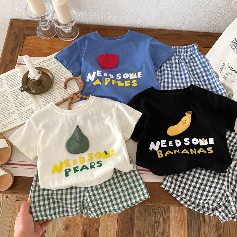 【BABY&KID】夏新作 アルファベットTシャツ&チェックショートパンツSK070210
