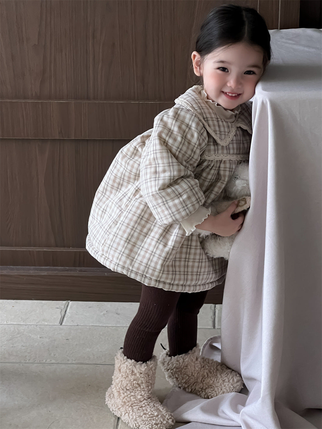 【BABY】レースチェックの厚手ワンピースSK01231