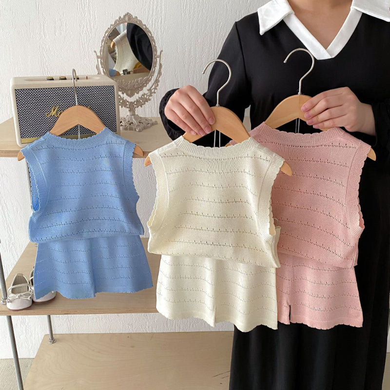 【BABY&KID】夏新作 カートゥーンニットノースリーブセットアップSK072007