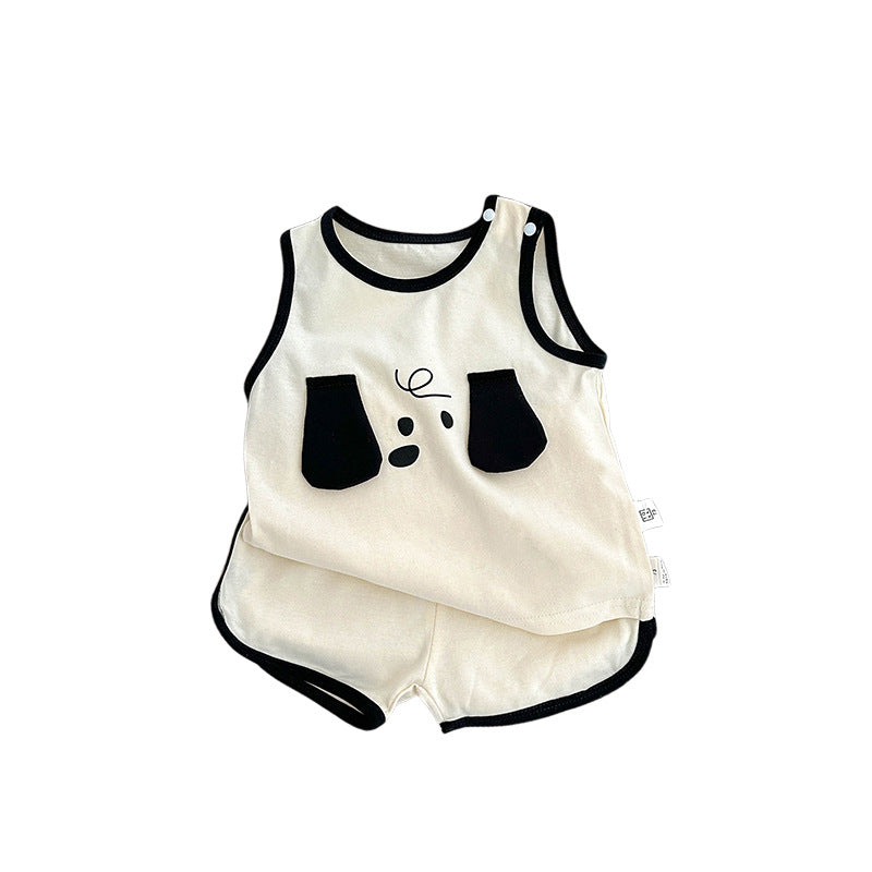 【BABY&KID】夏新作 犬柄ノースリーブセットアップSK081528