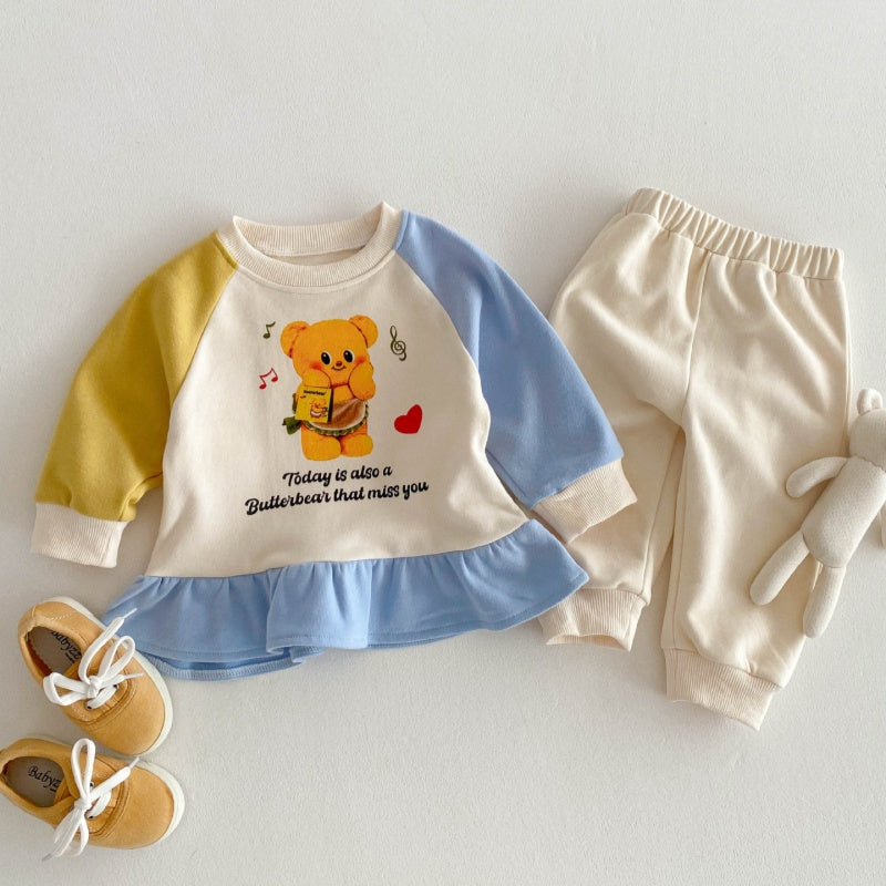 【BABY&KID】可愛いベア&英字ロゴ暖かいセットアップSK032801