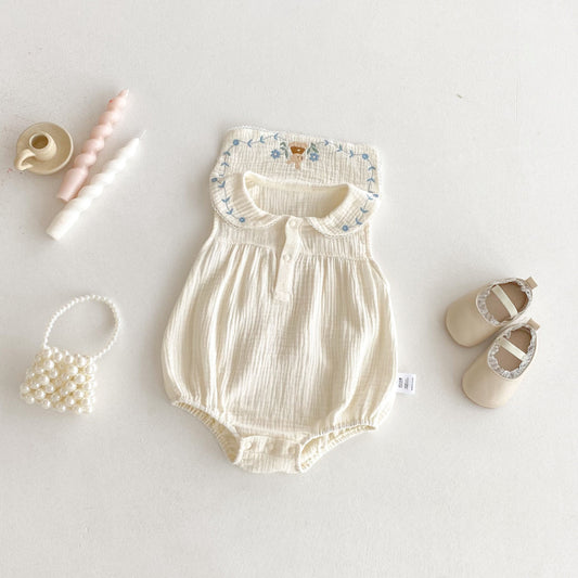 【BABY】夏新作 くま刺繍ロンパースSK092207