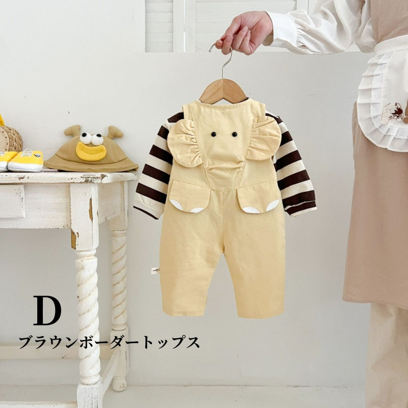 【BABY】ゾウサロペット、ボーダートップスSK100330