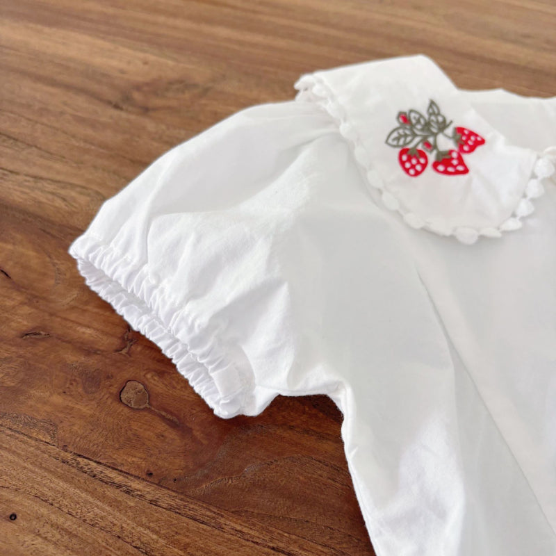 【BABY】夏新作 サロペットロンパース&いちご刺繍ブラウスSK082609