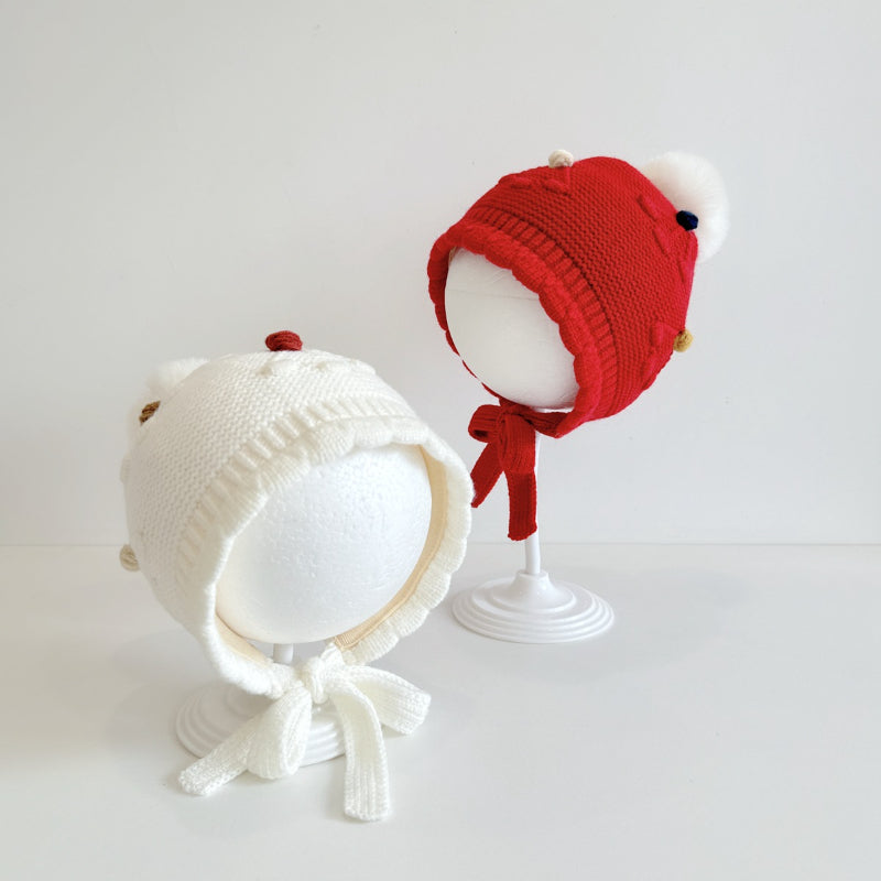 【HAT】波型ポンポンニット帽子SK101607