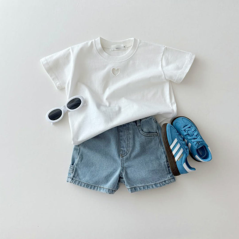 【BABY&KID】夏新作 ハート刺繍Tシャツ(ボトムス別売り)SK082203