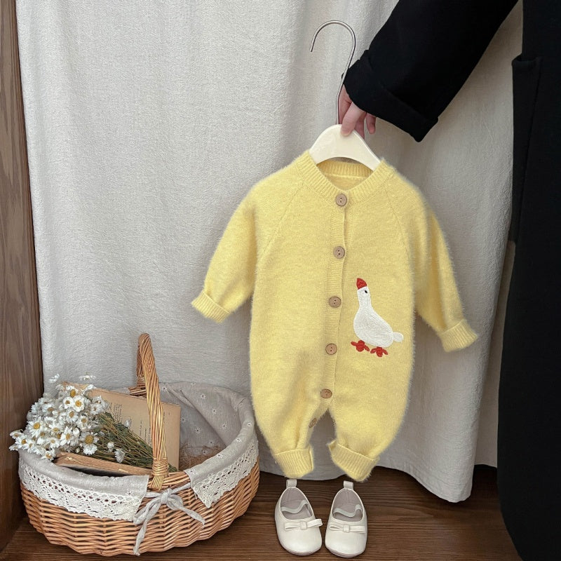【BABY】ひよこ柄ニットロンパースSK101809