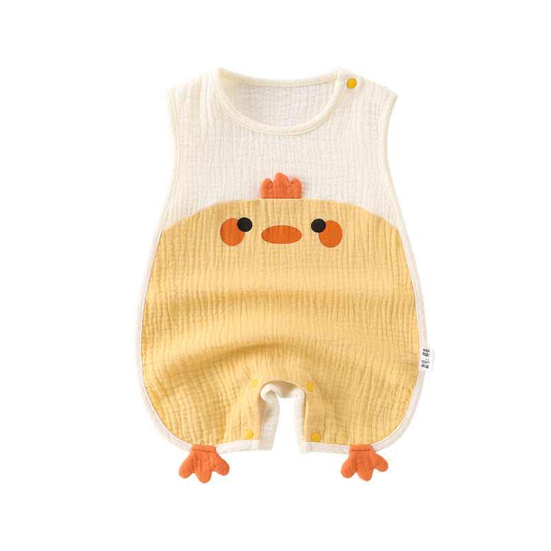 【BABY】夏新作 ノースリーブガーゼひよこカバーオールSK091811