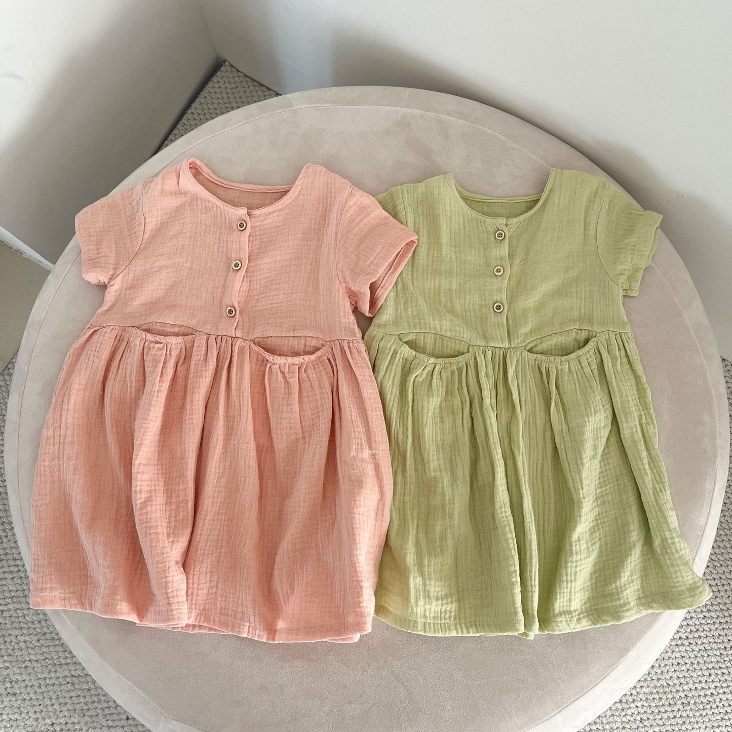 【BABY&KID】夏新作 ポケット付きコットンワンピースSK072106