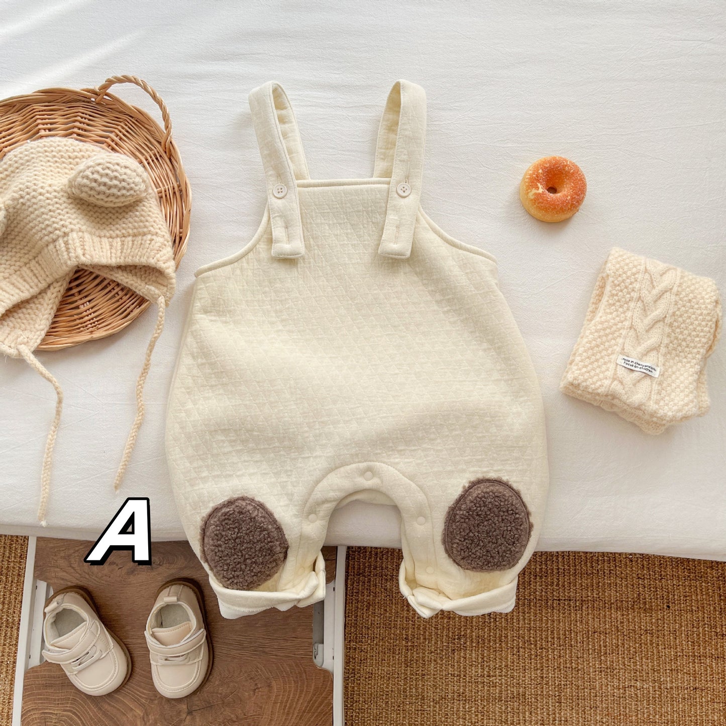 【BABY&KID】冬新作冬新作フリースポケット付けサロペット&インナーシャツ2点セットSK11418