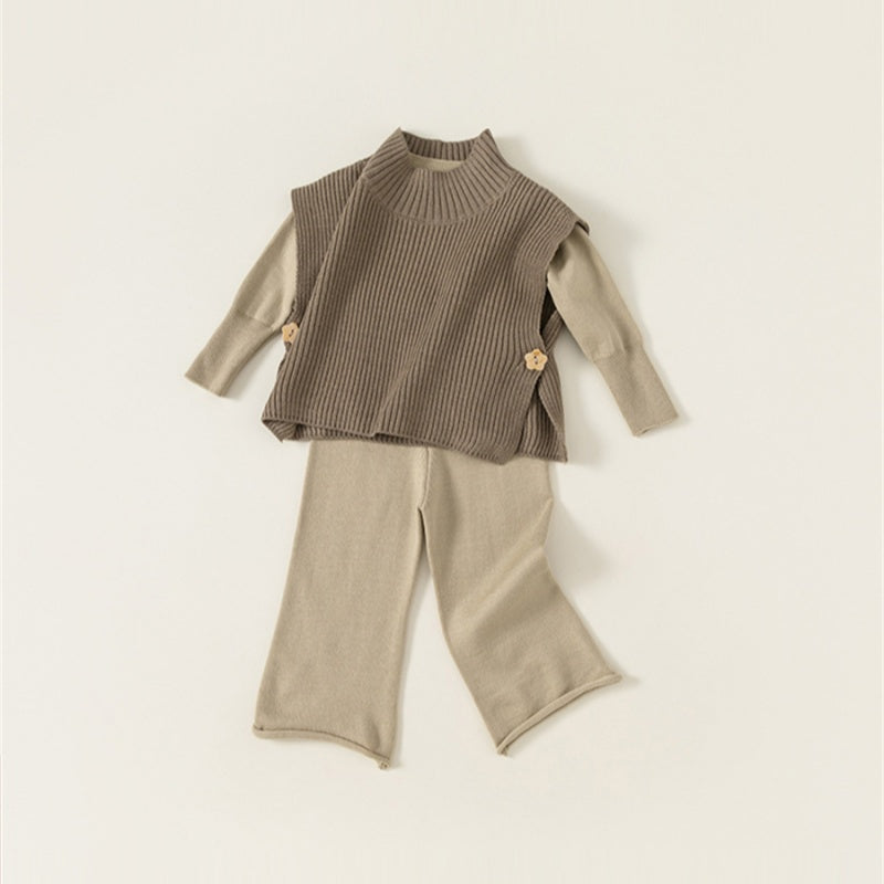 【BABY&KID】ハイネックベスト&無地ニット&ニットパンツ3点セットSK101840
