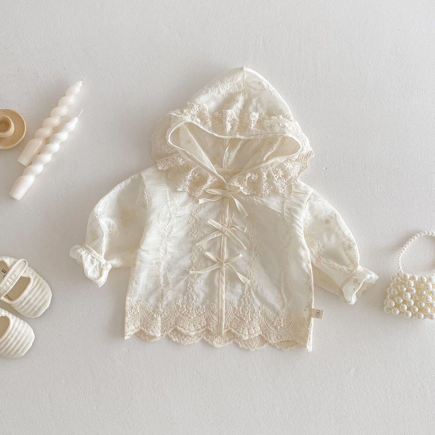 【BABY&KID】夏新作 レース帽子付きカーディガンSK062320