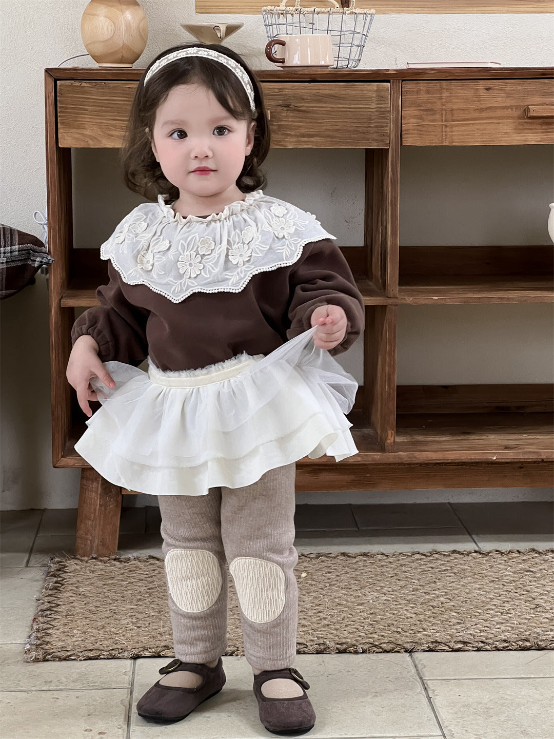 【BABY&KID】暖かいフリルTシャツSK021511