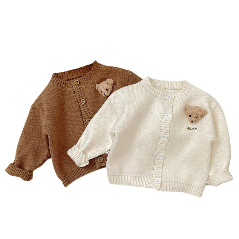 【BABY&KID】冬新作ボタンカーディガン無地ニットセーターSK11430
