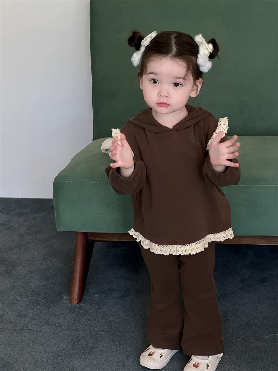 【BABY&KID】レース無地トップス&パンツセットSK012405