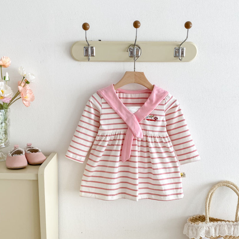【BABY&KID】セーラー襟ボーダーワンピースSK100826