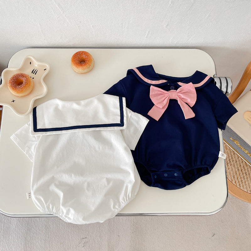 【BABY】夏新作 蝶結び付きポロシャツロンパースSK091321