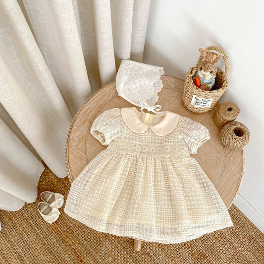 【BABY&KID】夏新作 パフスリーブ刺繡ワンピースSK063106