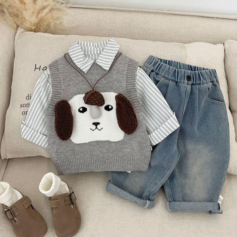 【BABY&KID】大きな耳の犬ニットベストSK100205