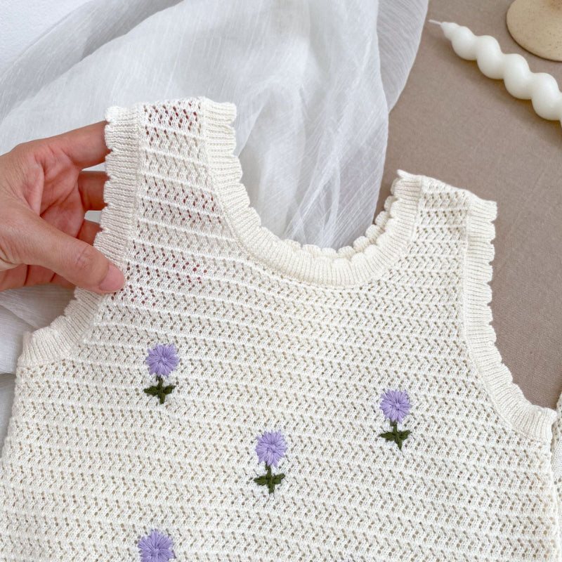 【BABY】夏新作 刺繍、無地ニットベスト、スカートSK071922