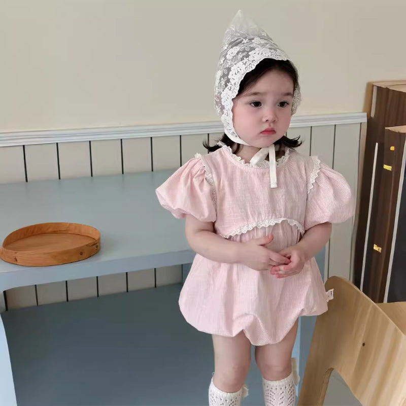【BABY】夏新作 レース半袖ロンパースSK082301