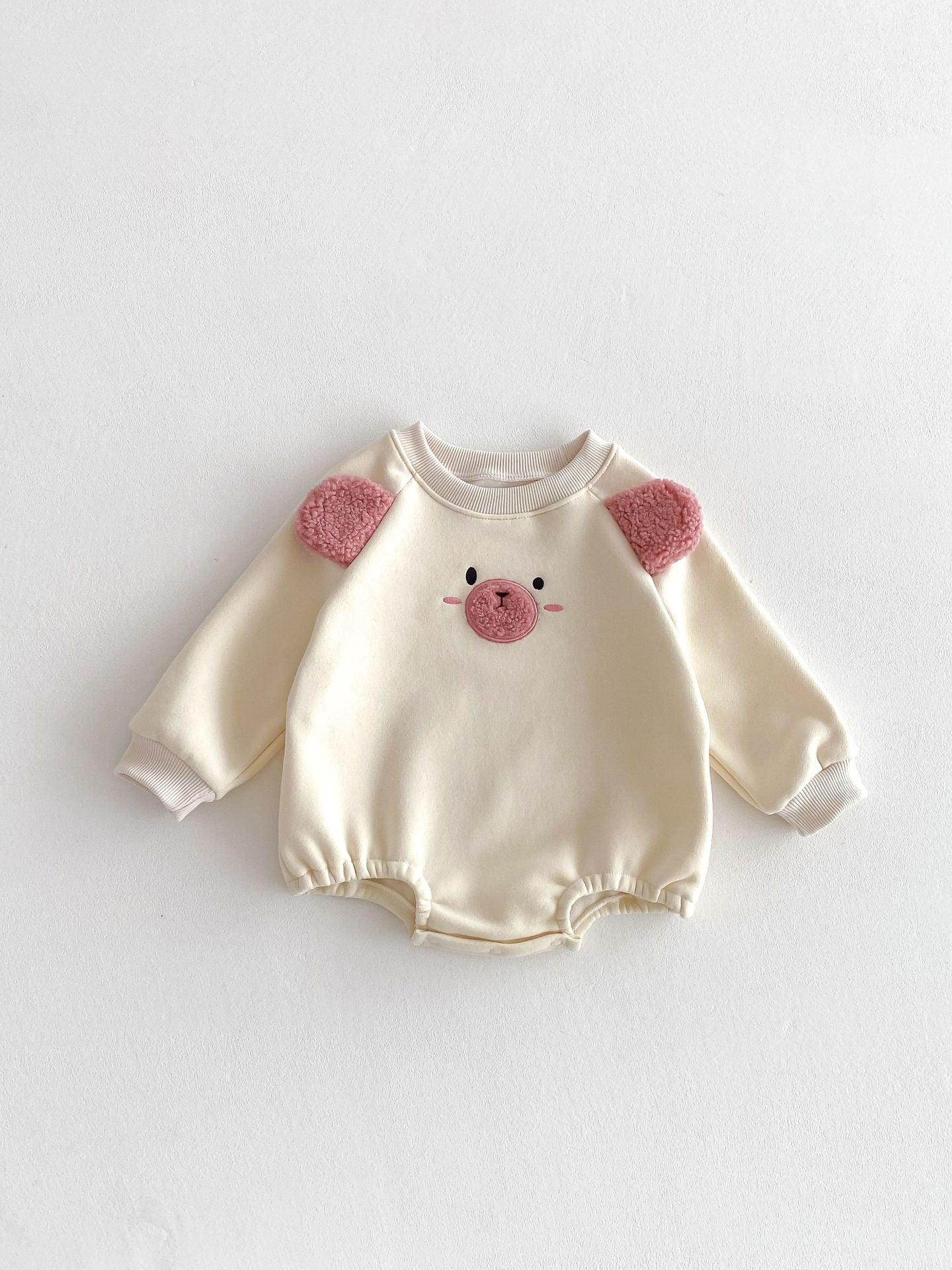 【BABY&KID】暖かいクマさん裏起毛ロンパースSK022302