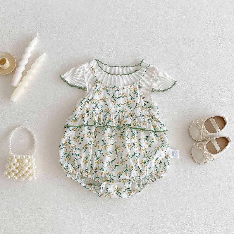 【BABY】夏新作 花柄キャミソールロンパース&TシャツSK081506