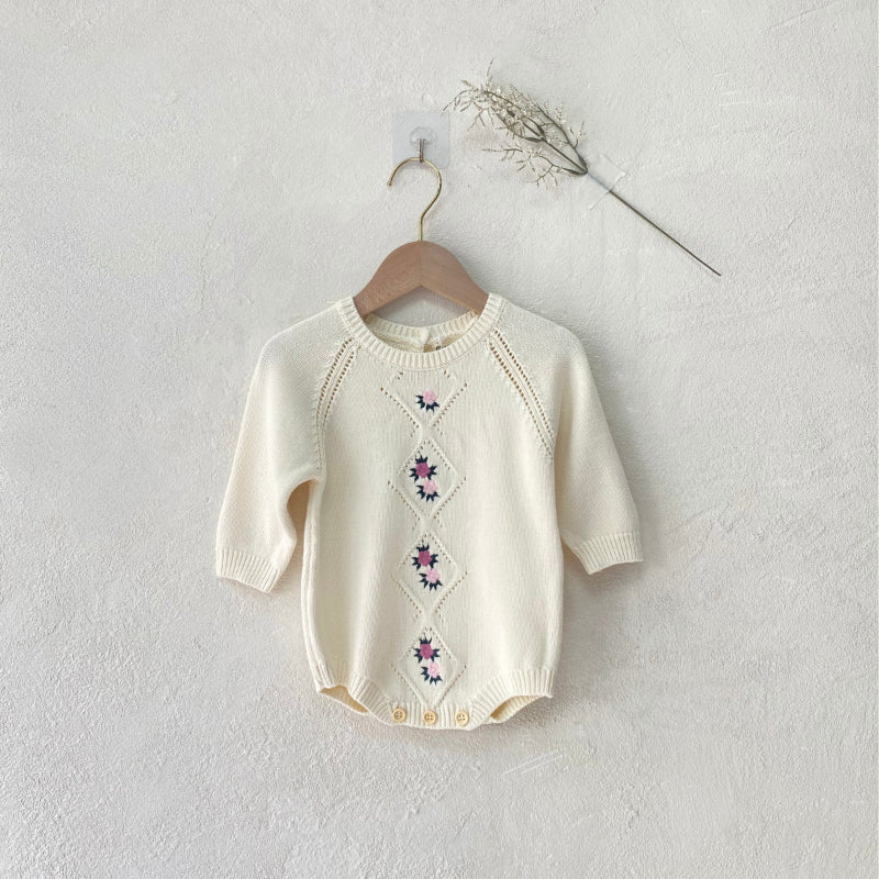【BABY】花柄刺繍ロンパース&帽子SK101528