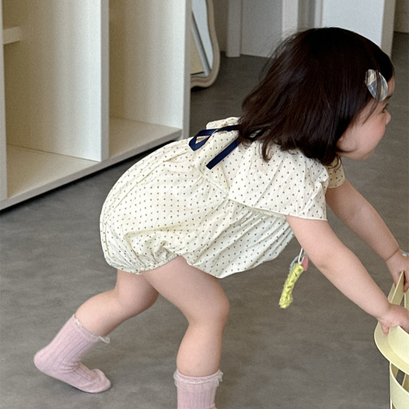 【BABY】夏新作 フラワー、ドット柄ロンパースSK082305